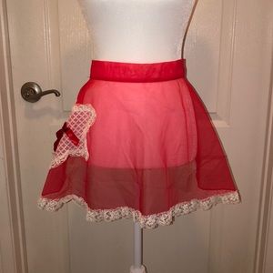 Vintage Red Apron with Lace